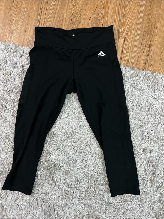 adidas Pants - adidas Black Capri Leggings with Side Mesh Panels